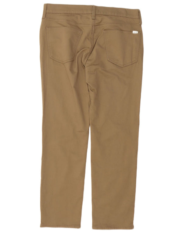Calça casual reta masculina Orvis W34 L30 algodão bege