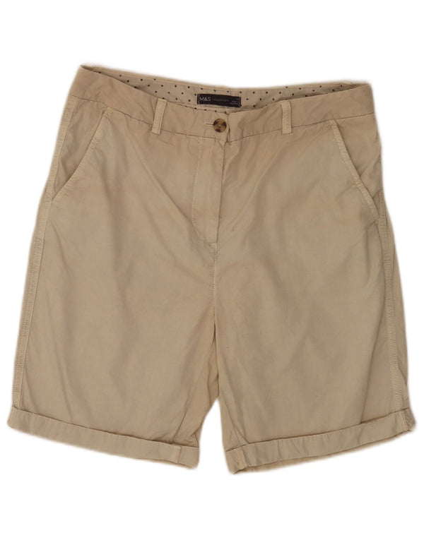 Shorts Chino Feminino Marks & Spencer Reino Unido 12 Médio W32 Algodão Bege