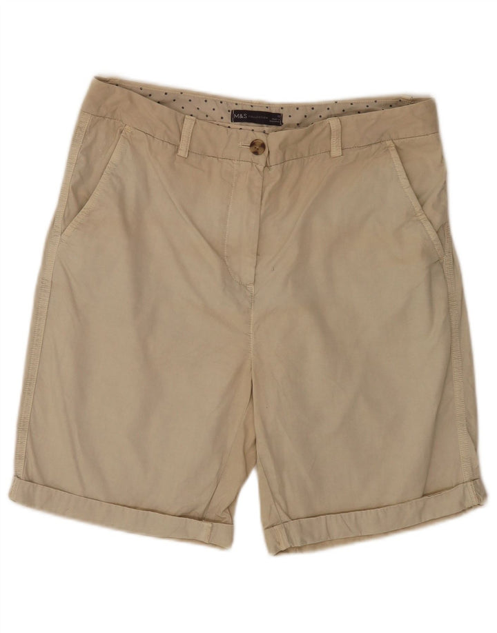 Shorts Chino Feminino Marks & Spencer Reino Unido 12 Médio W32 Algodão Bege