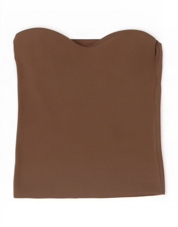 Zara Womens Crop Strapless Top Reino Unido 8 Pequeno Marrom Nylon
