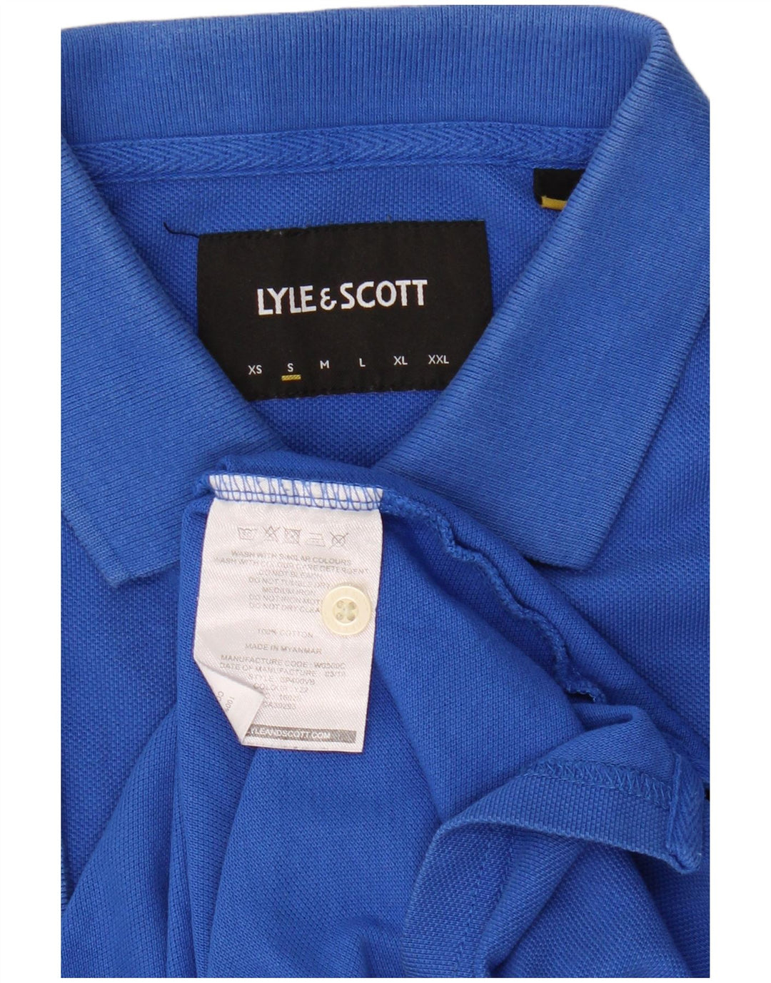 Camisa polo masculina Lyle & Scott pequena azul algodão