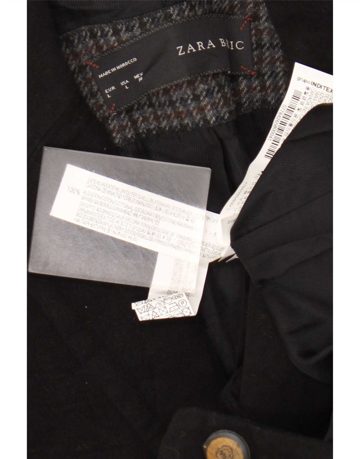 Jaqueta blazer feminina Zara com 1 botão Reino Unido 14 grande algodão preto