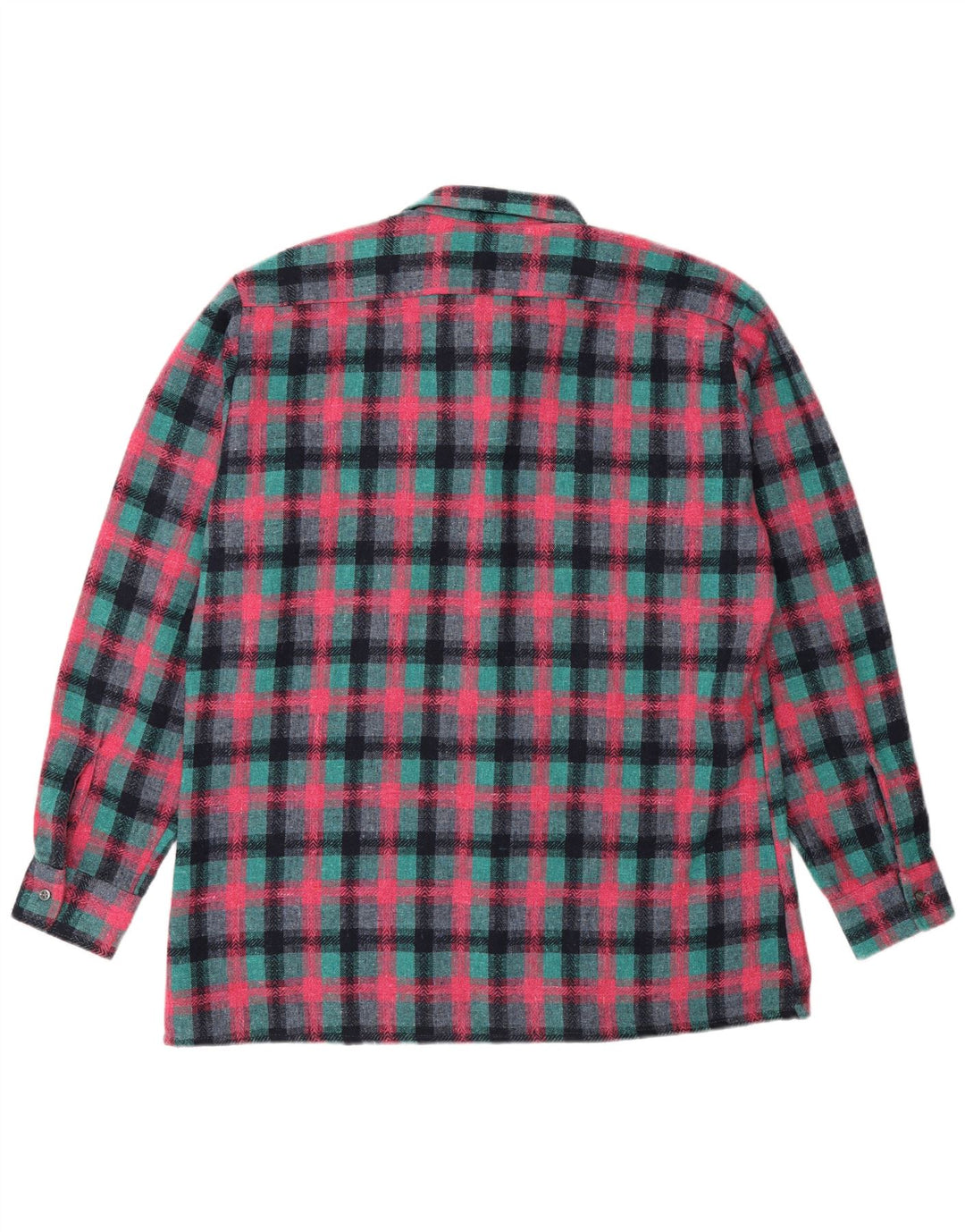 Camisa de flanela masculina vintage tamanho 41/42 grande poliéster xadrez turquesa