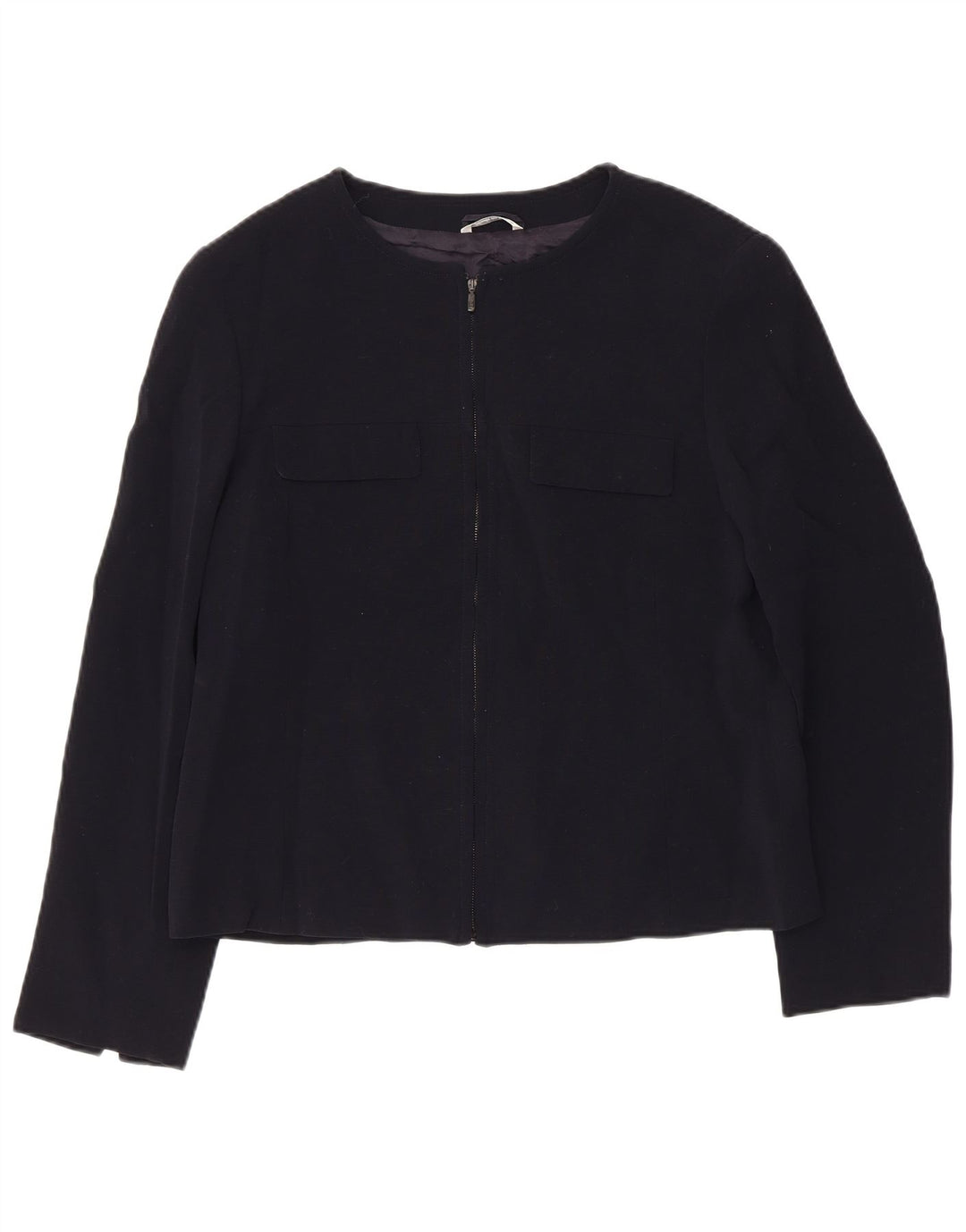 Jaqueta blazer feminina Max Mara Reino Unido 16 grande lã virgem azul marinho