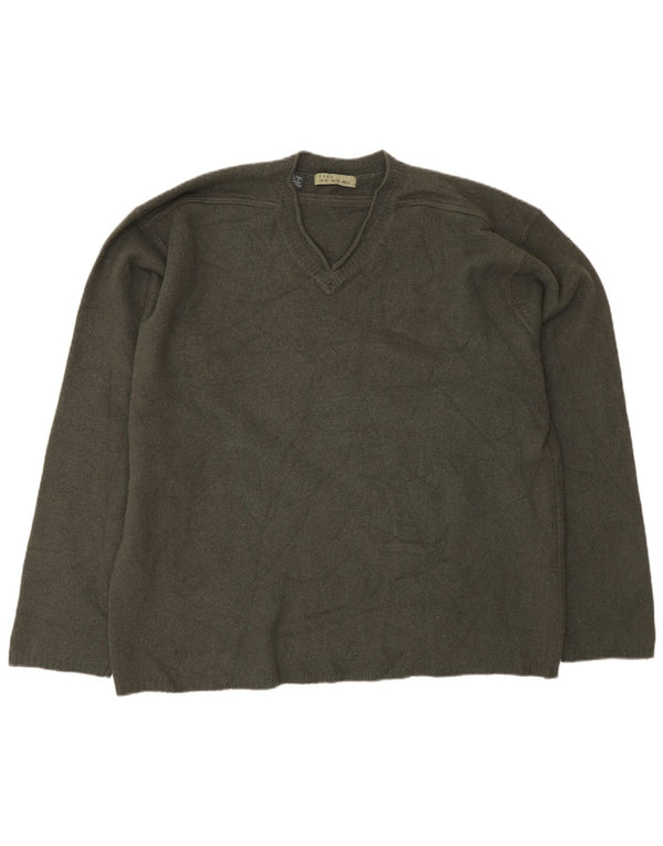 Suéter masculino Zara com decote em V XL lã cáqui