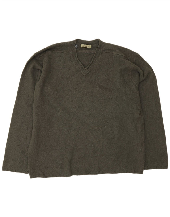 Suéter masculino Zara com decote em V XL lã cáqui
