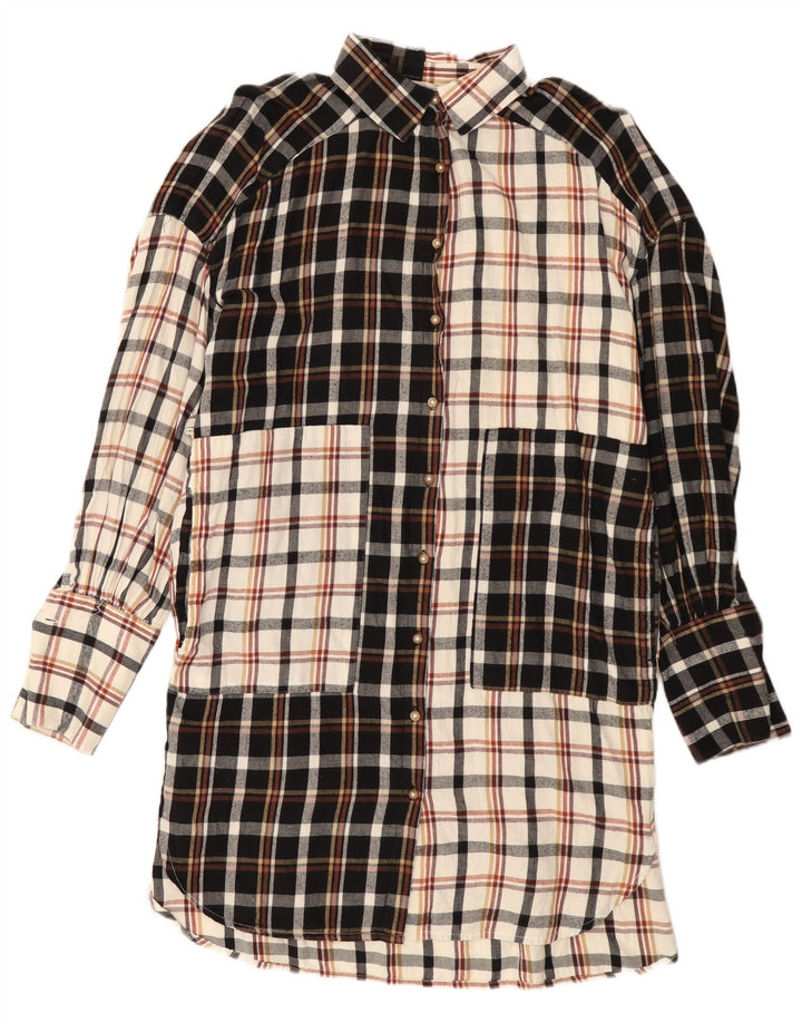 Vestido camisa feminino French Connection UK 10 pequeno xadrez multicolorido