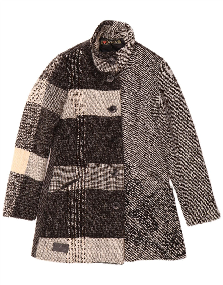 Sobretudo feminino DESIGUAL EU 38 poliéster patchwork cinza médio