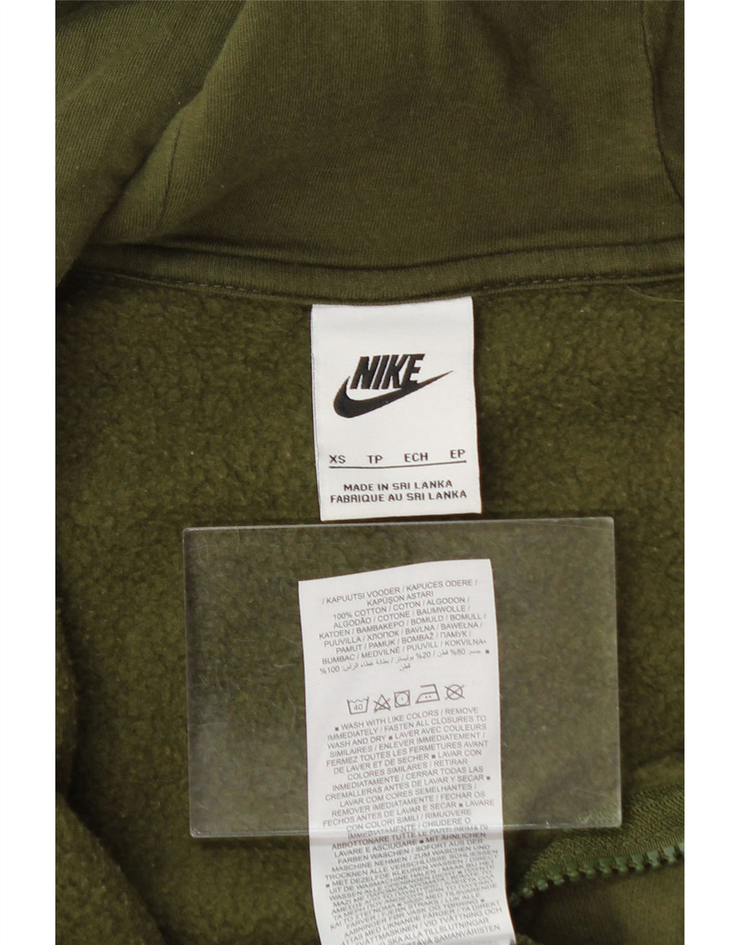 NIKE Mens Zip Hoodie Sweater XS Khaki Cotton Vintage Nike and Second-Hand Nike from Messina Hembry 