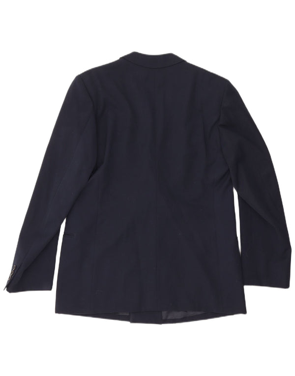 Jaqueta blazer masculina vintage com peito duplo Reino Unido 36 pequena azul marinho