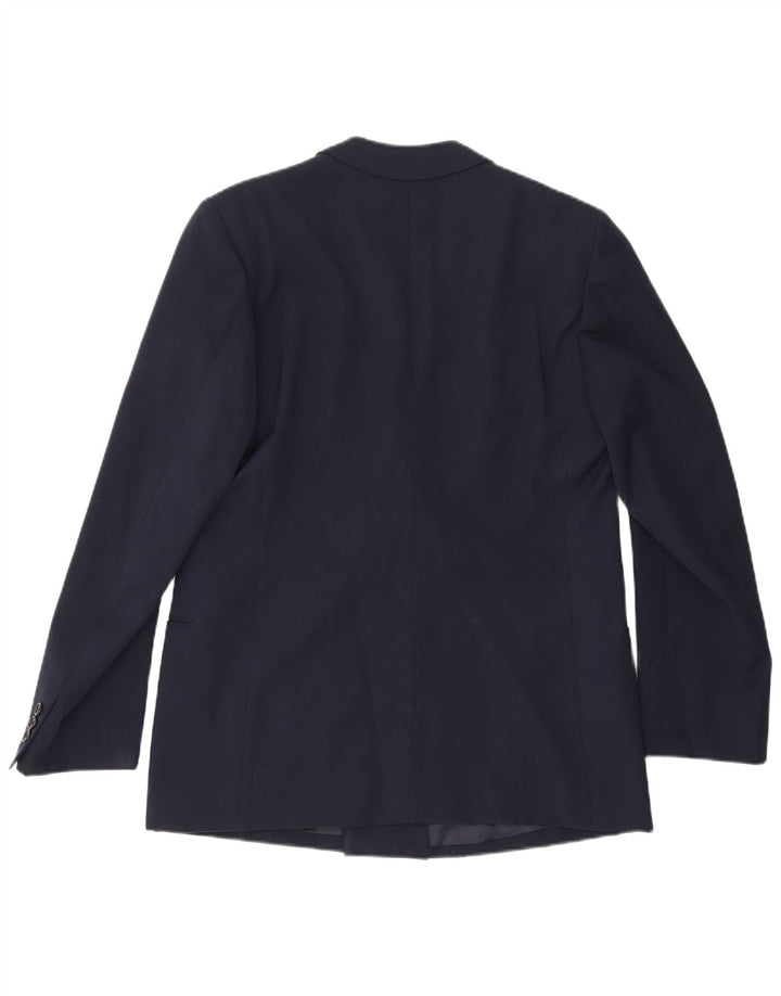 Jaqueta blazer masculina vintage com peito duplo Reino Unido 36 pequena azul marinho