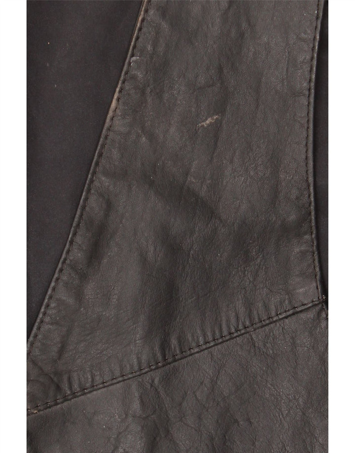 Colete de couro masculino vintage grande preto