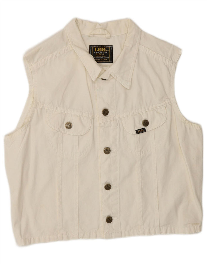 Colete feminino LEE UK 16 grande algodão branco