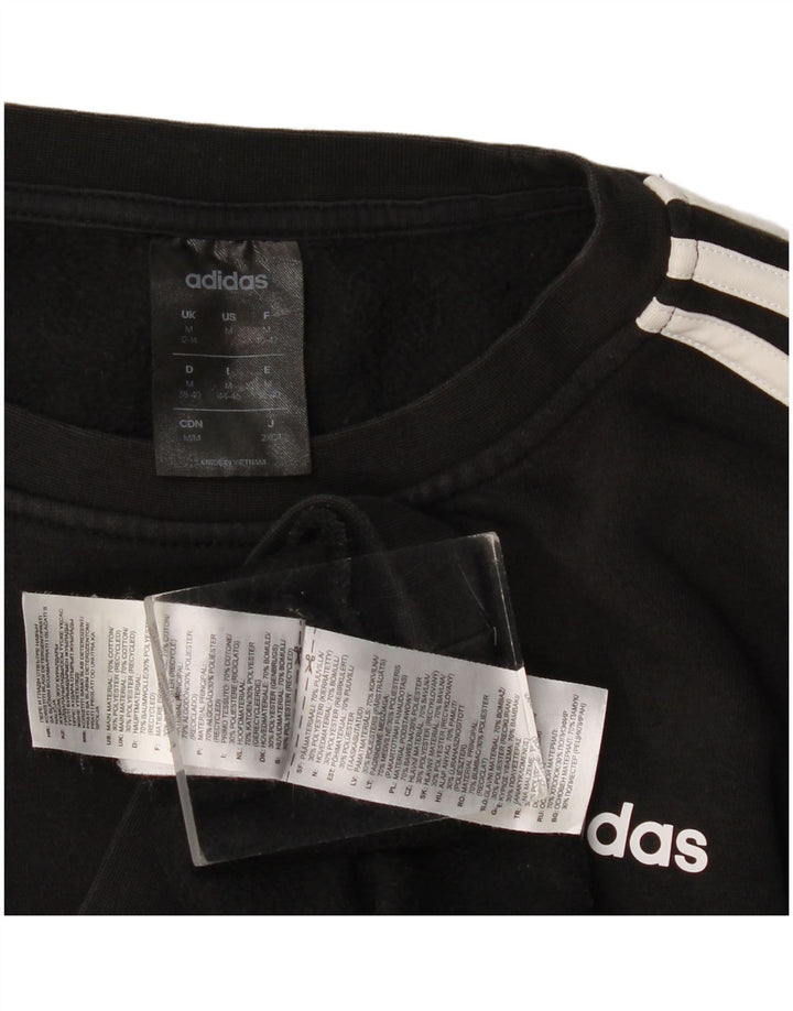 Adidas Womens Sweatshirt Jumper UK 12/14 Médio Algodão Preto