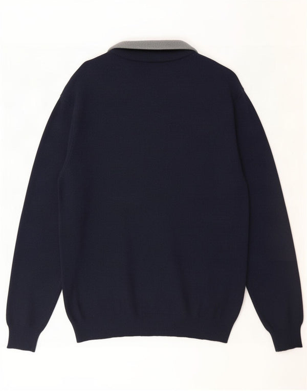 Suéter cardigã masculino Ellesse grande lã azul marinho