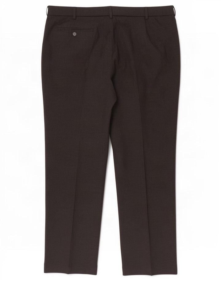 Calça masculina de terno reto Marks & Spencer W42 L33 poliéster preto