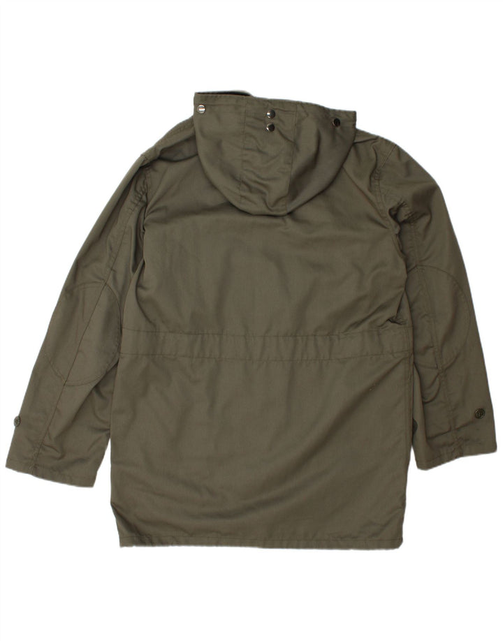 Jaqueta Parka masculina vintage com capuz IT 46 pequena cáqui