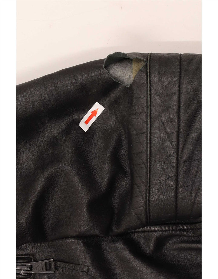 Jaqueta masculina de couro para motociclista Infinity UK 40 grande preta