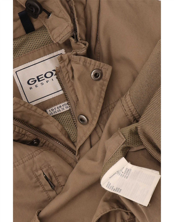 Jaqueta utilitária masculina Geox com capuz UK 36 algodão bege pequeno