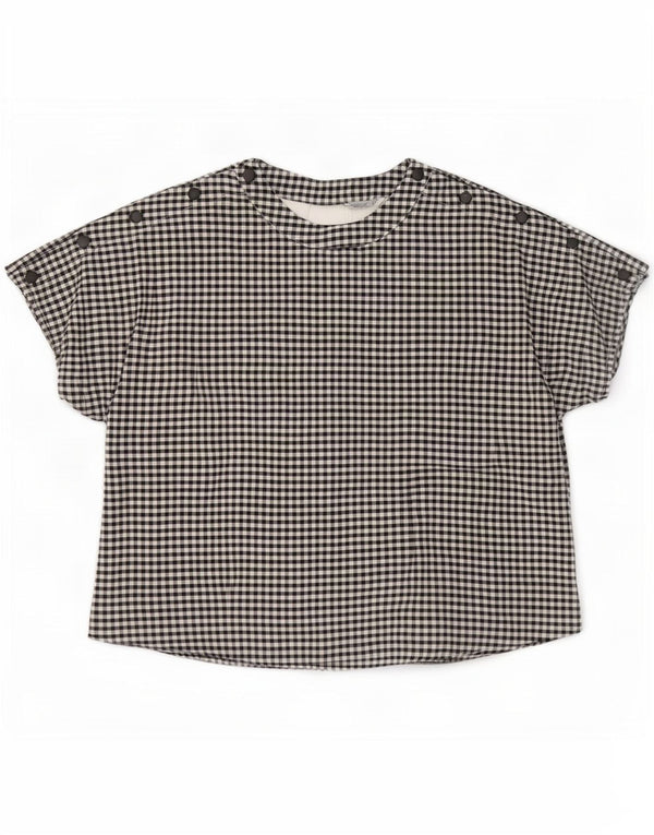 Zara blusa feminina oversized top UK 10 pequena preta guingão