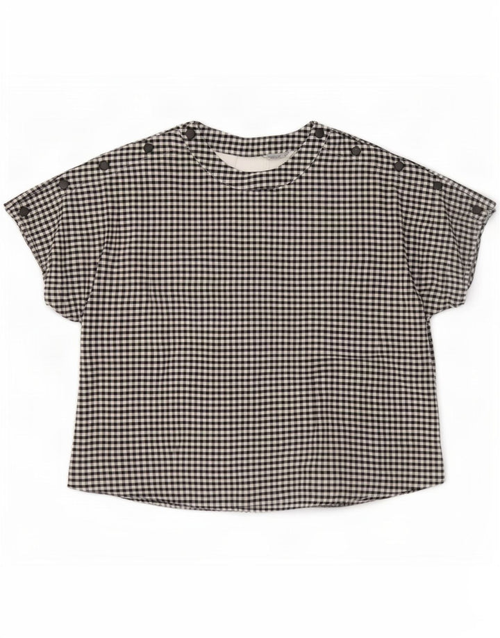 Zara blusa feminina oversized top UK 10 pequena preta guingão