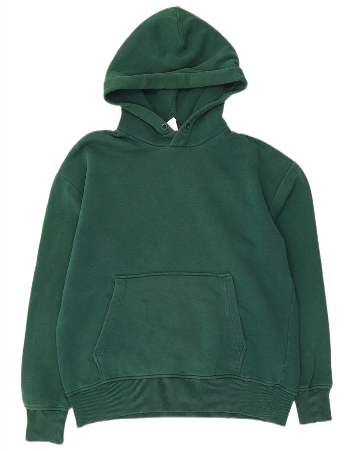 Zara Mens Hoodie Jumper Médio Algodão Verde