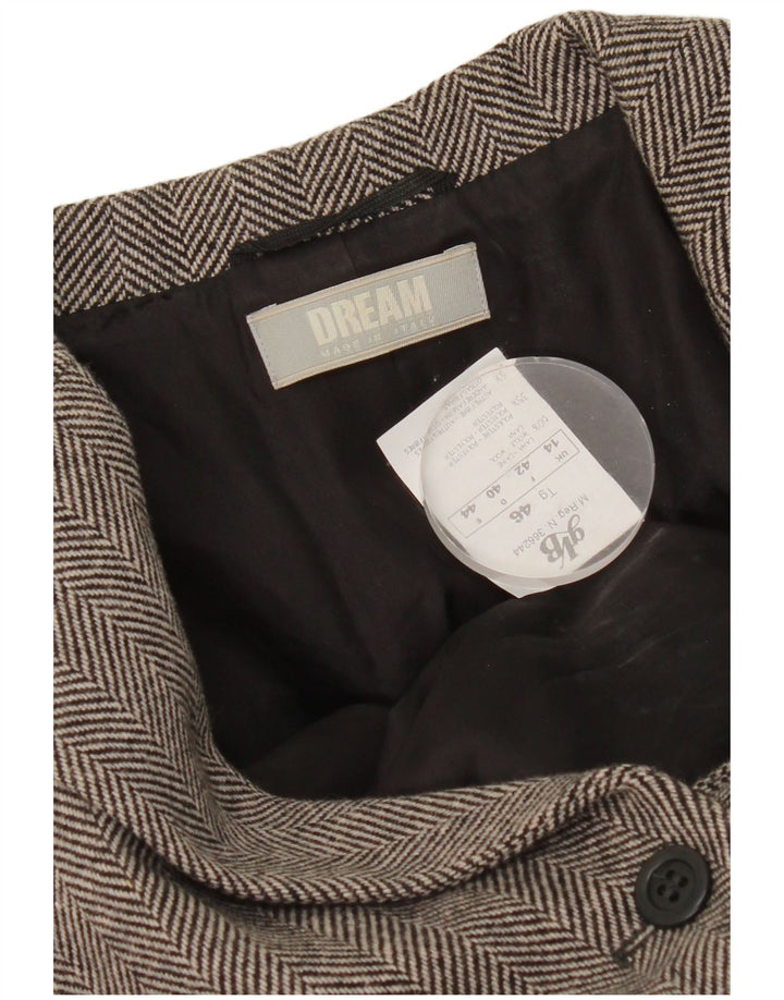 Jaqueta blazer feminina GVB com 1 botão Reino Unido 14 grande lã espinha de peixe cinza