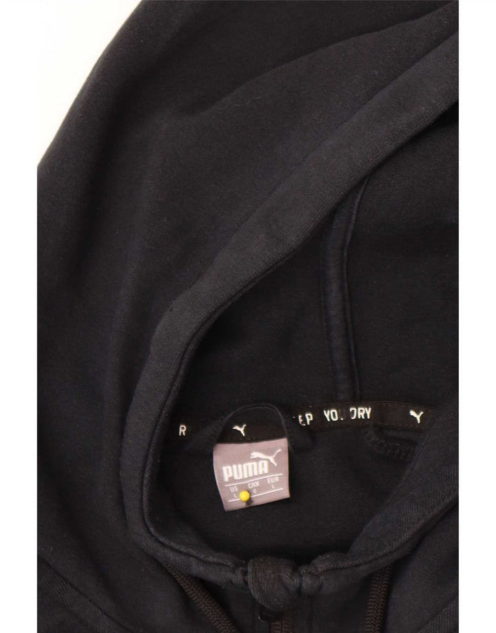 Suéter masculino Puma com capuz e zíper grande algodão preto