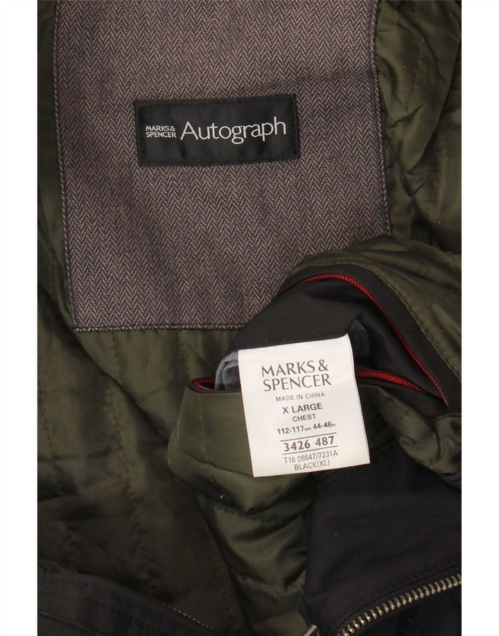 Jaqueta masculina Marks & Spencer Autograph Bomber UK 42 XL poliamida preta