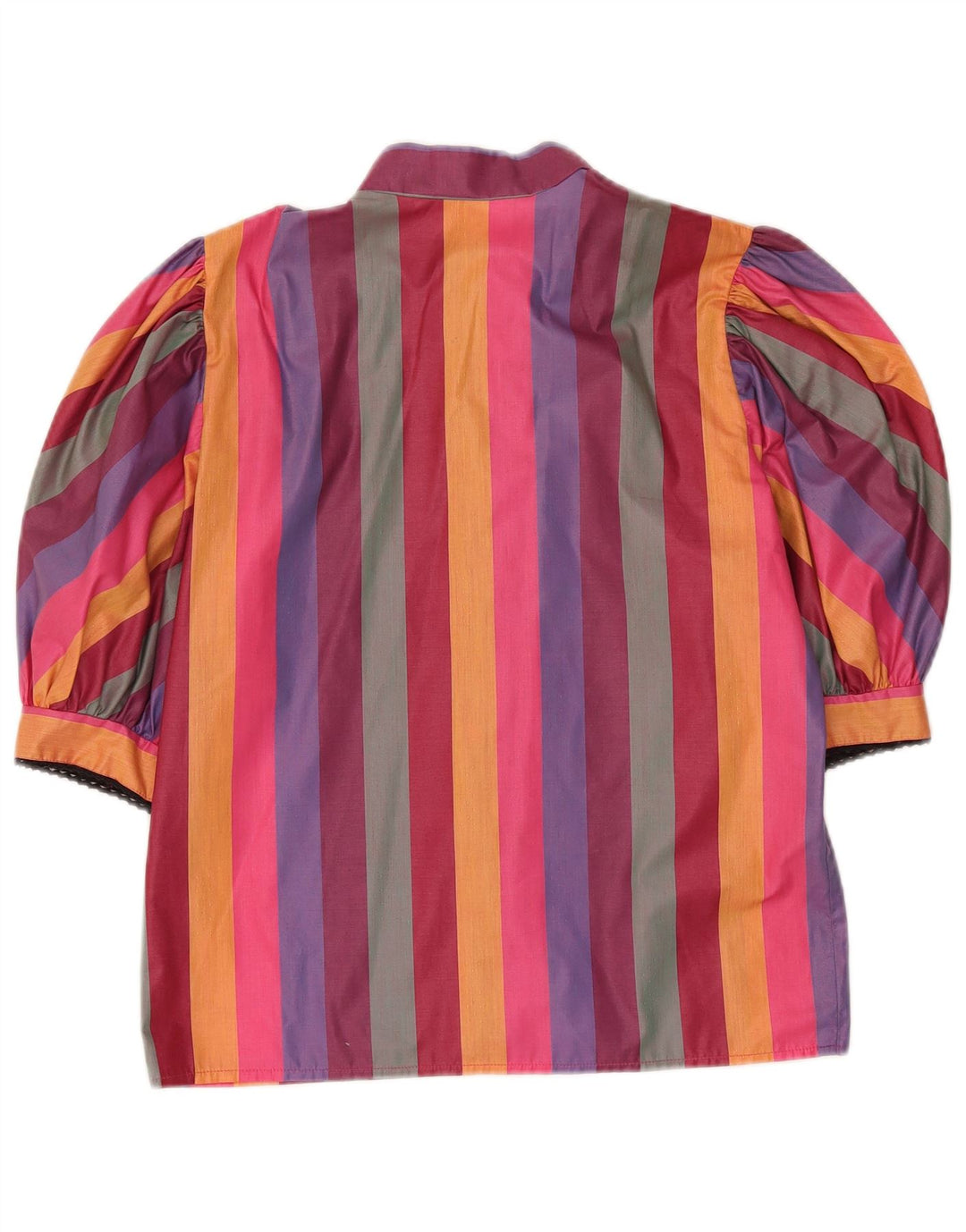 Blusa feminina vintage manga curta UE 38 média listrada multicolorida