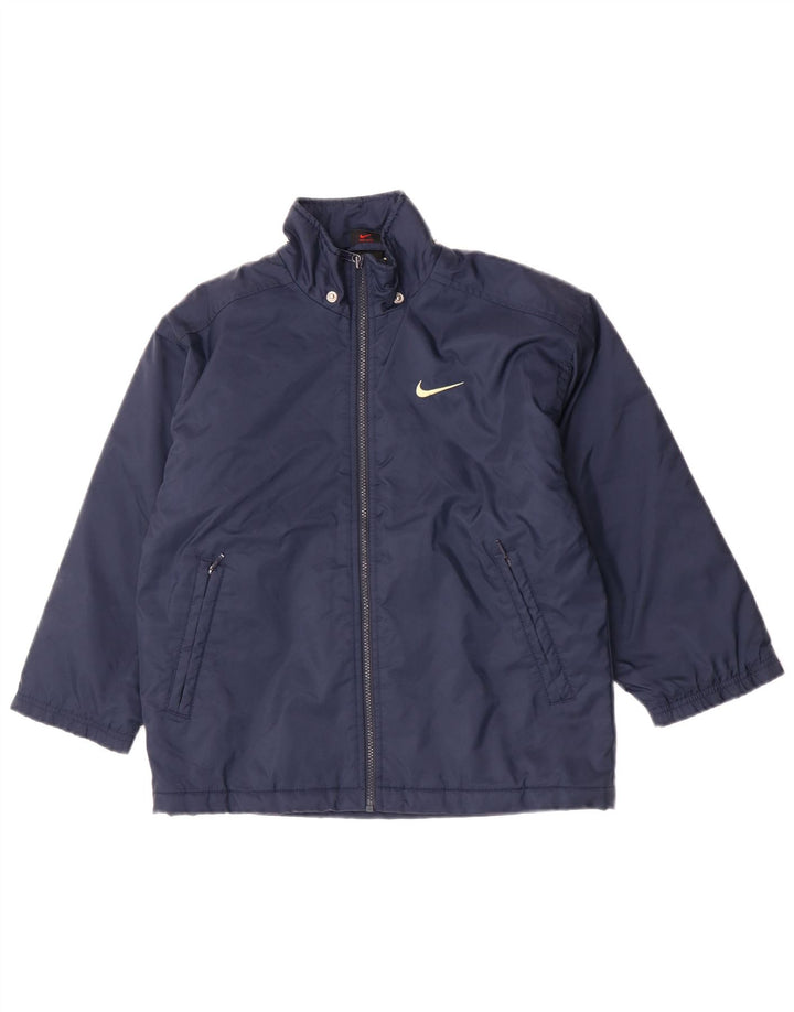 Jaqueta corta-vento Nike Boys Swoosh Graphic 8-9 anos pequena azul marinho nylon
