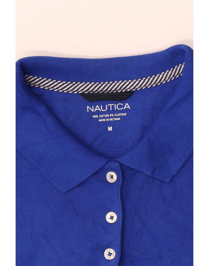 Camisa polo feminina Nautica UK 14 algodão azul médio