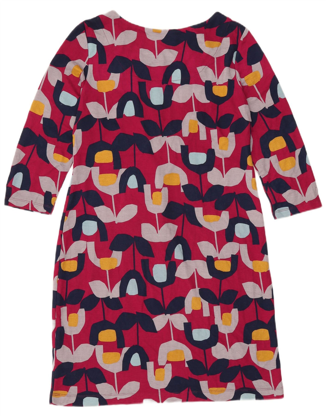 WHITE STUFF Vestido feminino manga 3/4 com bainha UK 12 médio rosa floral