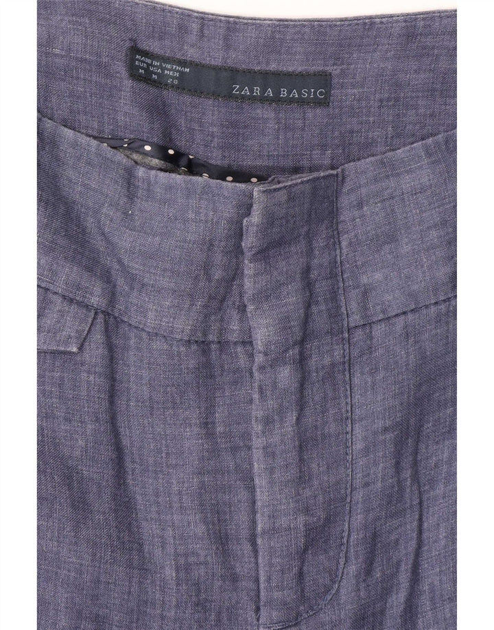 Zara Calça Chino Feminina Pegged Médio W28 L28 Azul Marinho