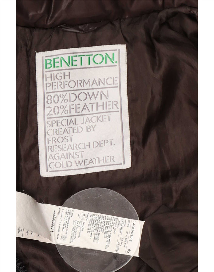 Jaqueta bomber acolchoada feminina Benetton com capuz IT 42 nylon marrom médio