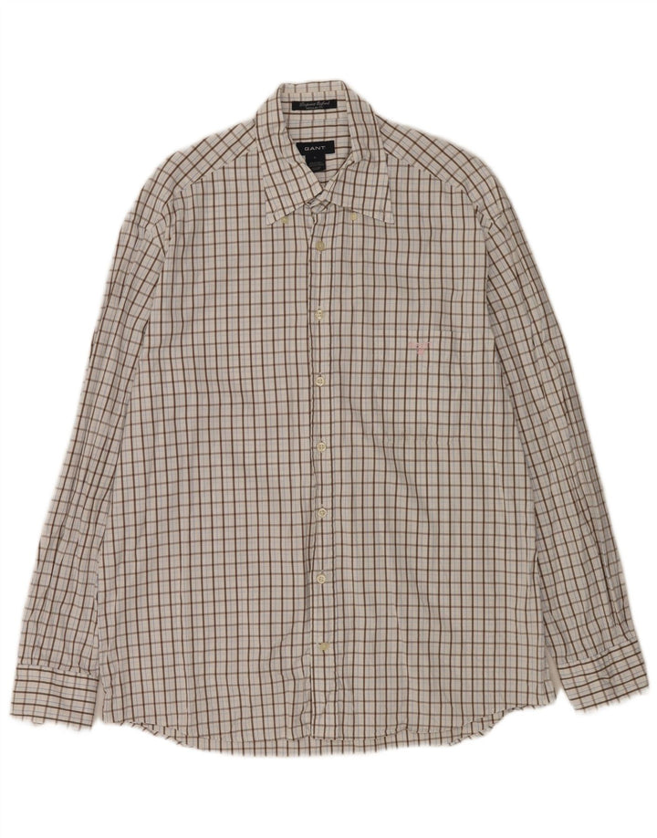 Camisa masculina Gant Regular Fit grande algodão xadrez branco