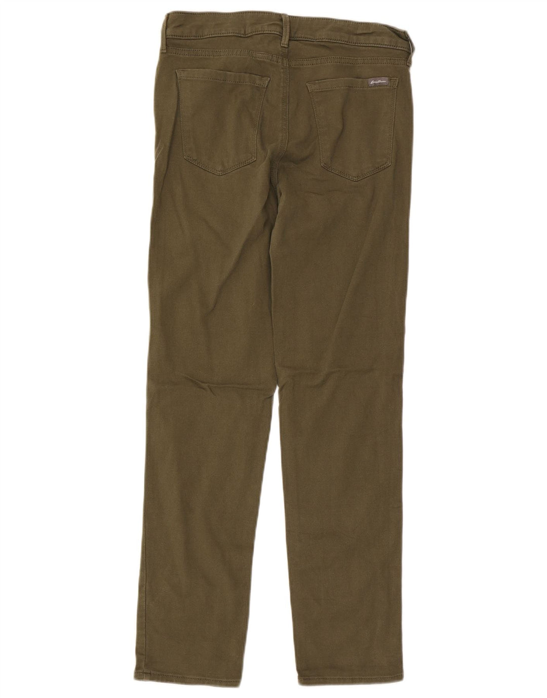 Calça feminina casual fina Eddie Bauer EUA 8 médio W28 L29 cáqui