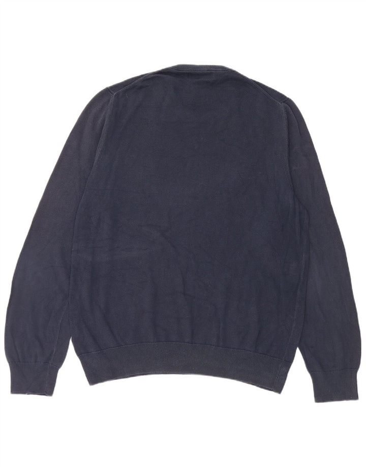 Suéter masculino Marks & Spencer com gola redonda, grande algodão azul marinho