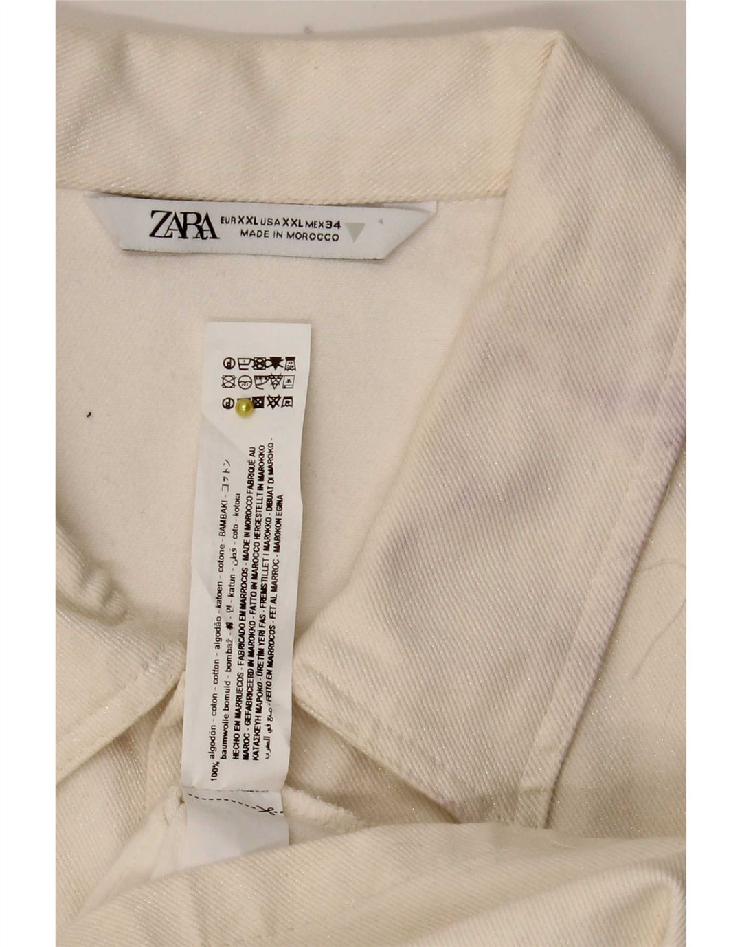 Macacão jeans feminino Zara UK 20 2XL algodão branco