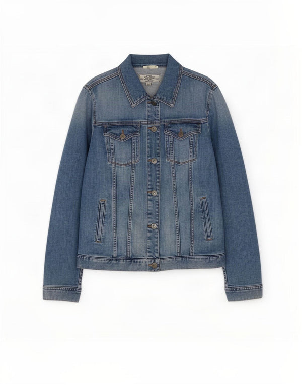 Jaqueta jeans feminina Fat Face UK 12 algodão azul médio