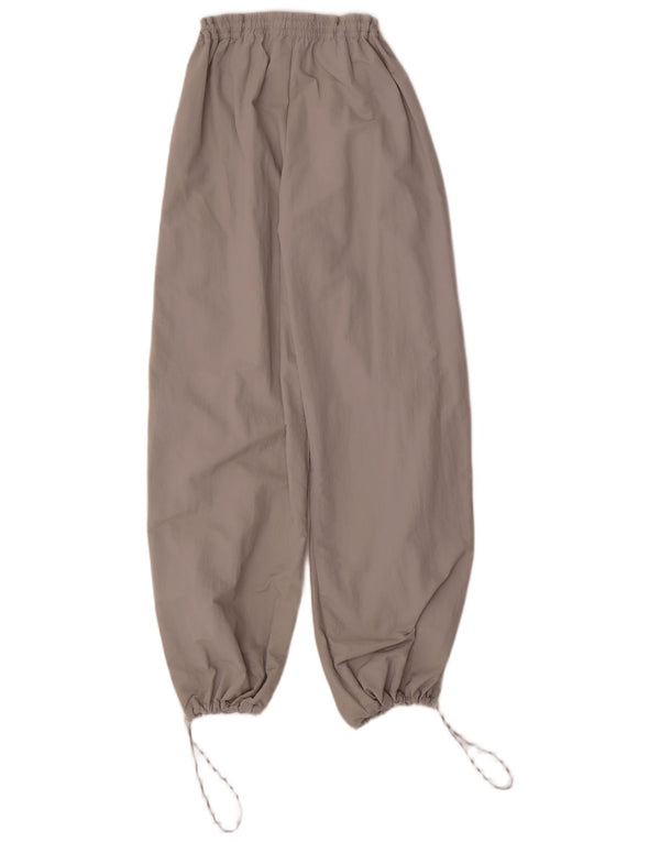 Calça feminina Zara com ajuste solto e jogging UK 4 XS prata poliamida