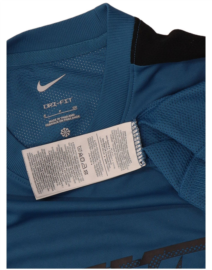 Camiseta masculina NIKE Dri Fit Graphic Top pequeno azul colorblock poliéster