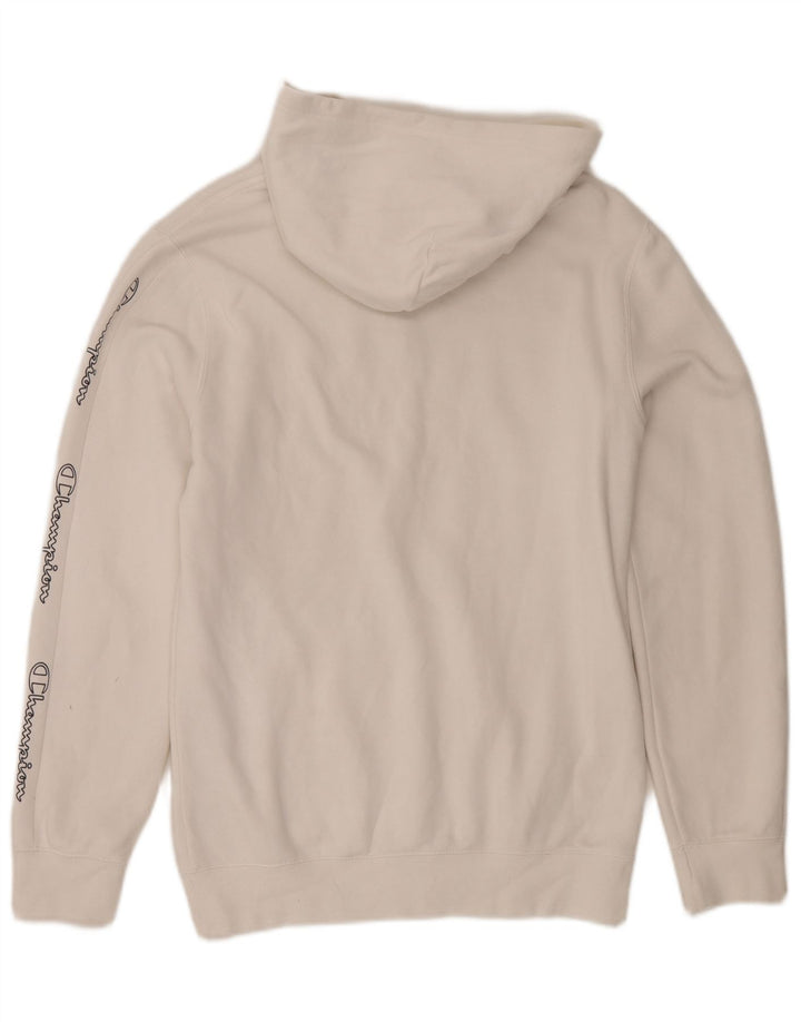Jumper com capuz gráfico masculino Champion médio algodão branco