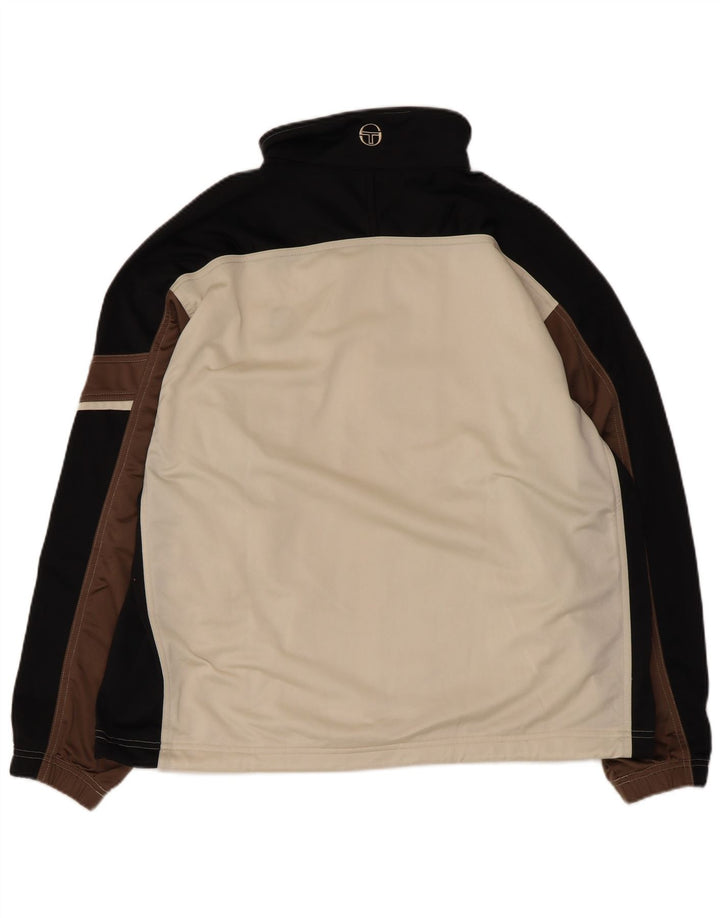 Sergio Tacchini Jaqueta masculina de agasalho grande poliéster colorblock branco