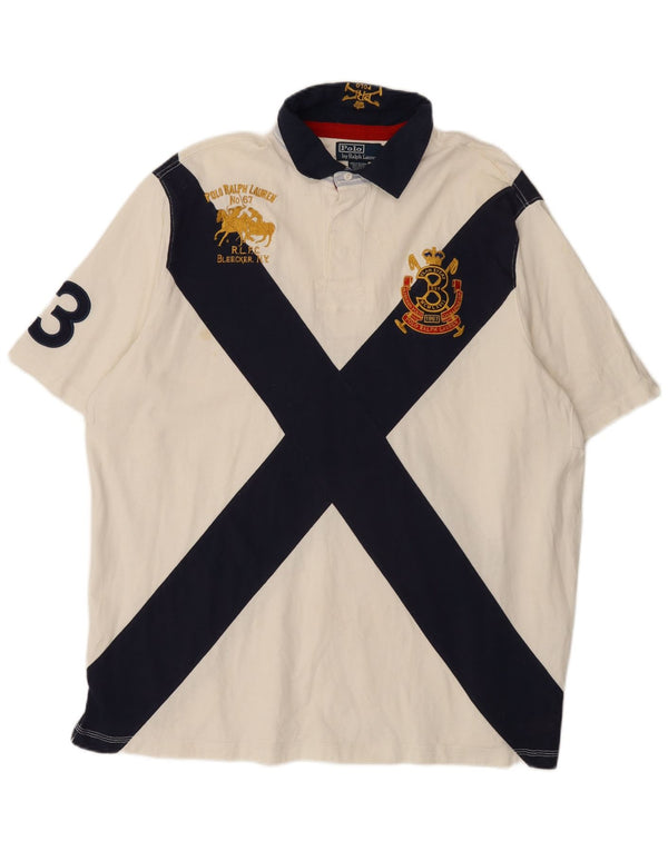 Polo Ralph Lauren Camiseta masculina gráfica XL branca colorblock algodão