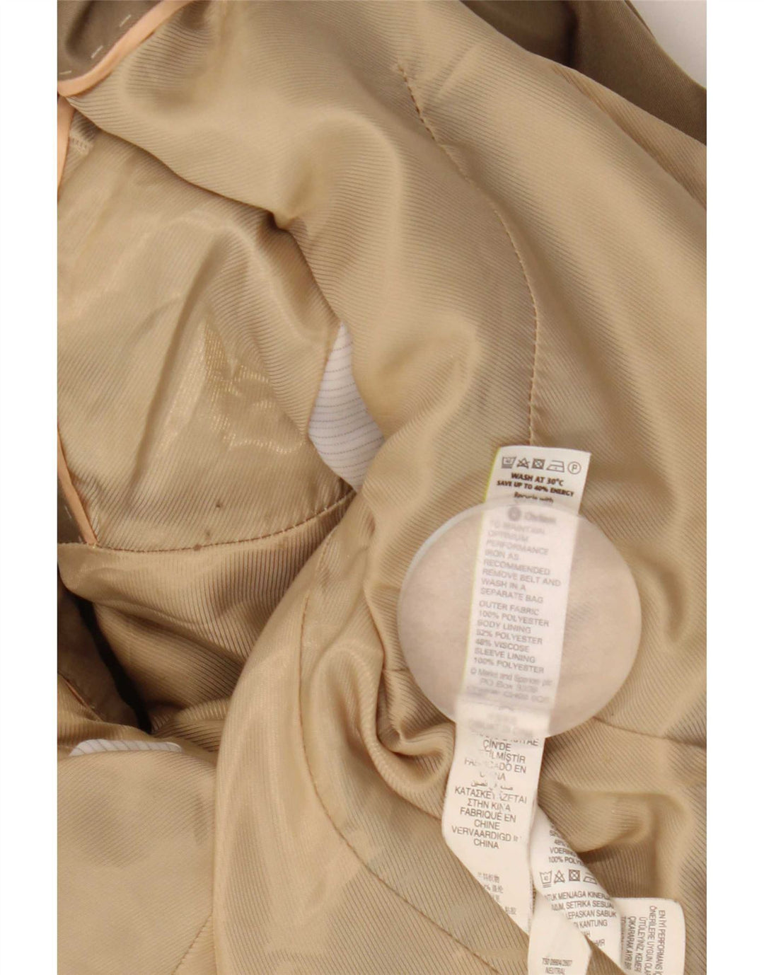 Casaco impermeável feminino Marks & Spencer Autograph Reino Unido 14 grande bege