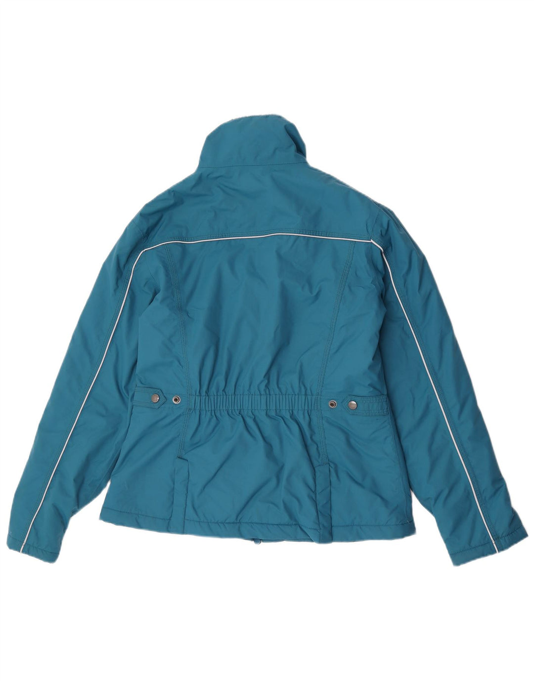 Jaqueta corta-vento feminina vintage UK 14 nylon azul médio