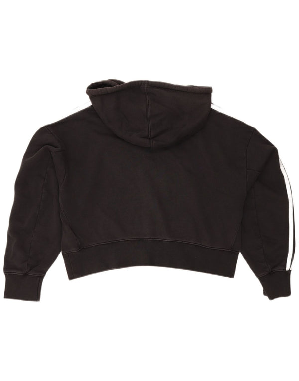 Adidas Womens Crop Oversized Hoodie Jumper Reino Unido 12 Médio Algodão Preto