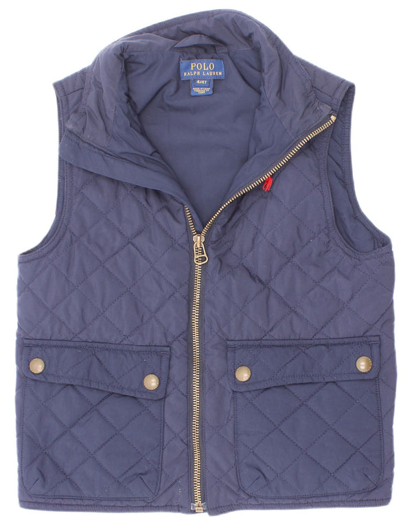 Polo Ralph Lauren Colete acolchoado para meninas 3-4 anos azul marinho poliéster