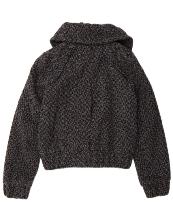 Jaqueta bomber feminina Topshop Reino Unido 10 poliéster espinha de peixe azul pequeno